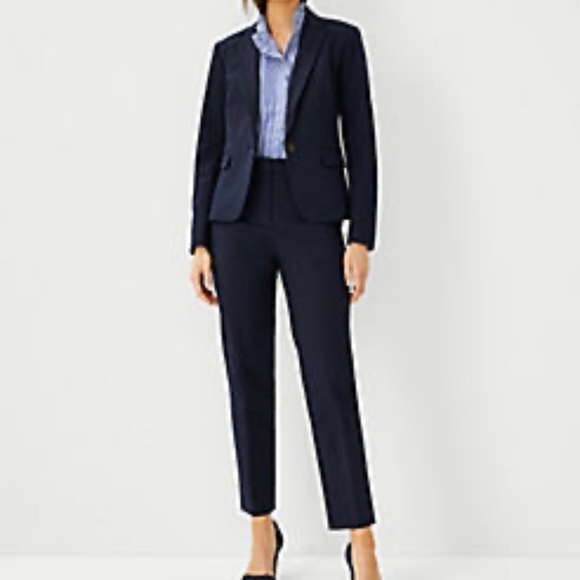 Ann Taylor Pinstripe Pantsuit Blazer Size 8 Petite 10 NWT - Picture 1 of 15